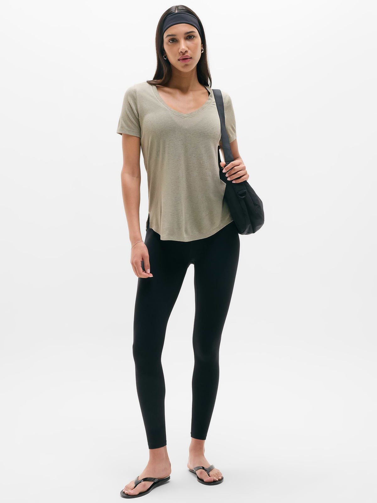 Breezy Scoop V-Neck Tee - Willow