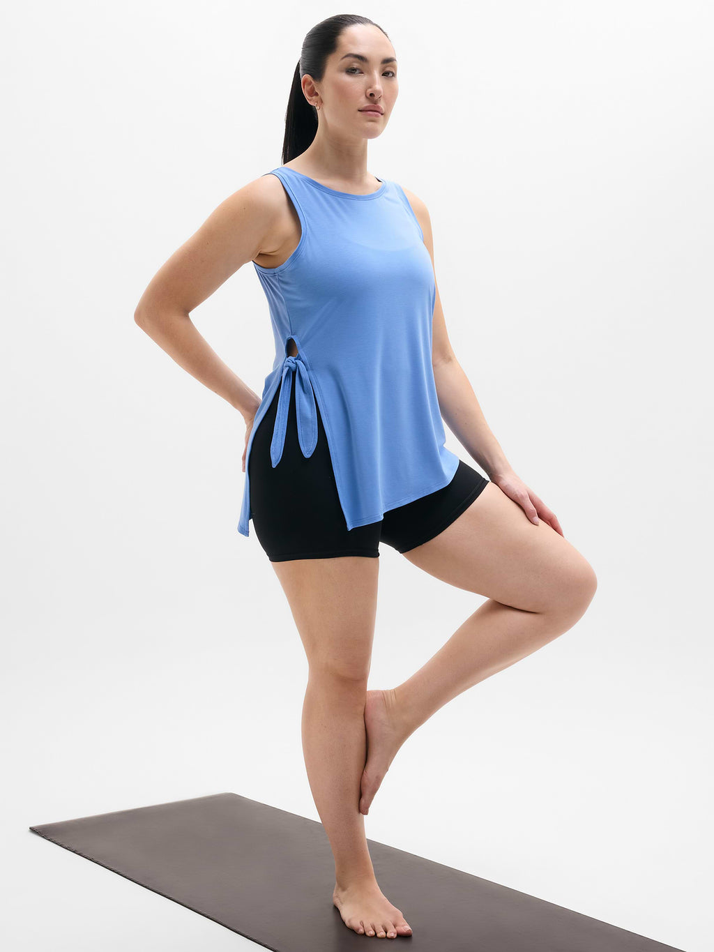 Move With Ease Asym Tie Tank - Waterfall