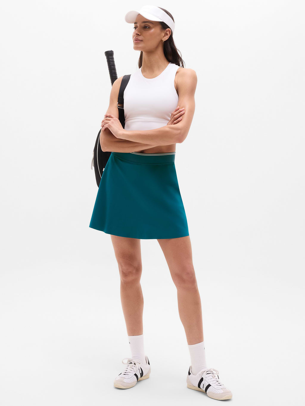 Ace A-Line Tipped 15.5" Skort - Coastal Teal/White