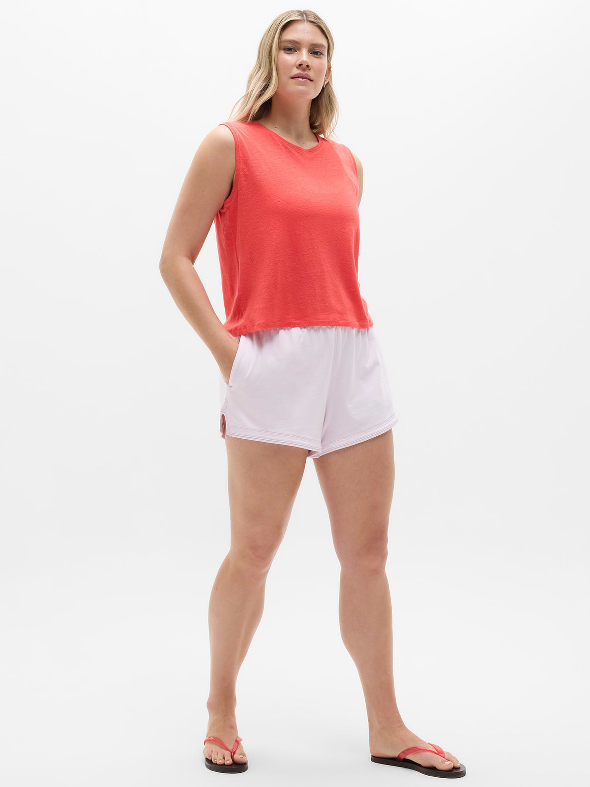 Getaway Linen Blend Muscle Tank - Siren