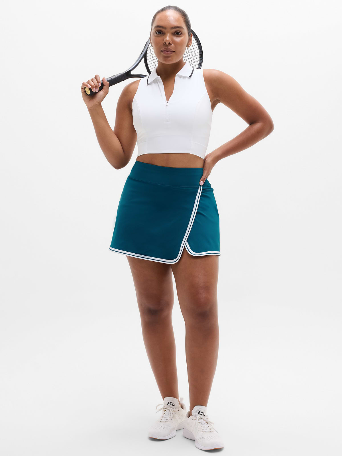 Crosscourt High Rise 14" Skort - Coastal Teal/White