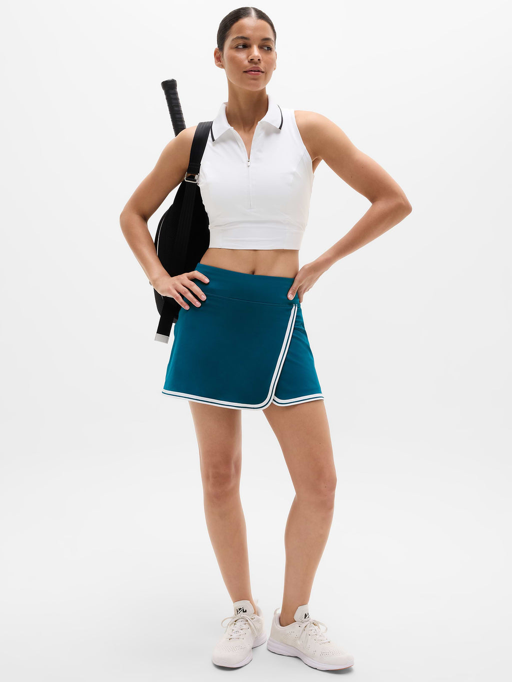 Crosscourt High Rise 14" Skort - Coastal Teal/White