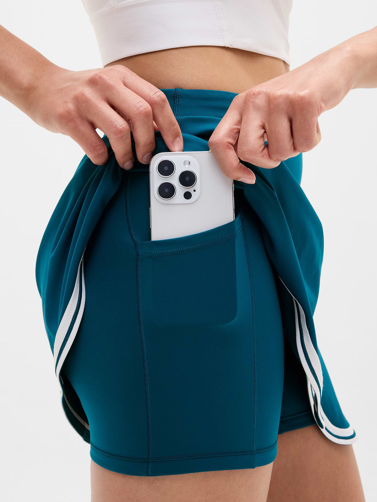 Crosscourt High Rise 14" Skort - Coastal Teal/White