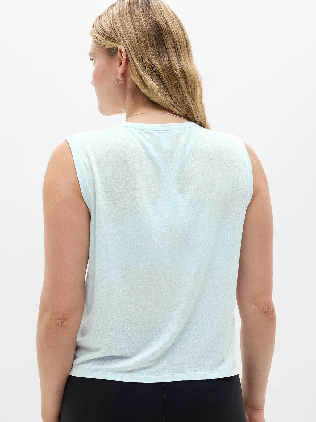Getaway Linen Blend Muscle Tank - Sky
