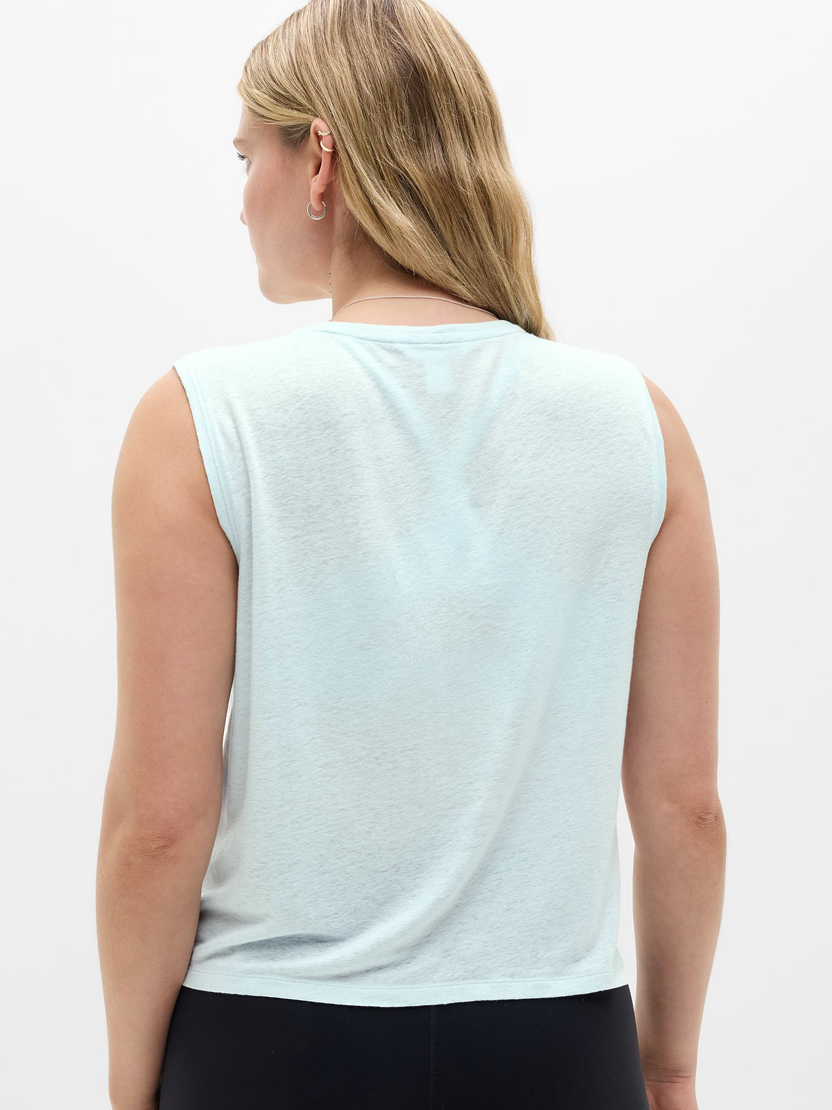 Getaway Linen Blend Muscle Tank - Sky