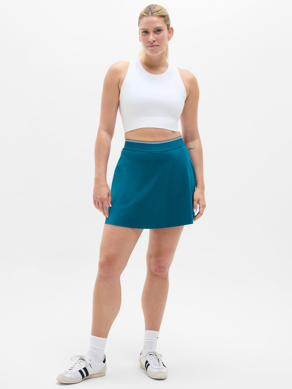 Ace A-Line Tipped 15.5" Skort - Coastal Teal/White