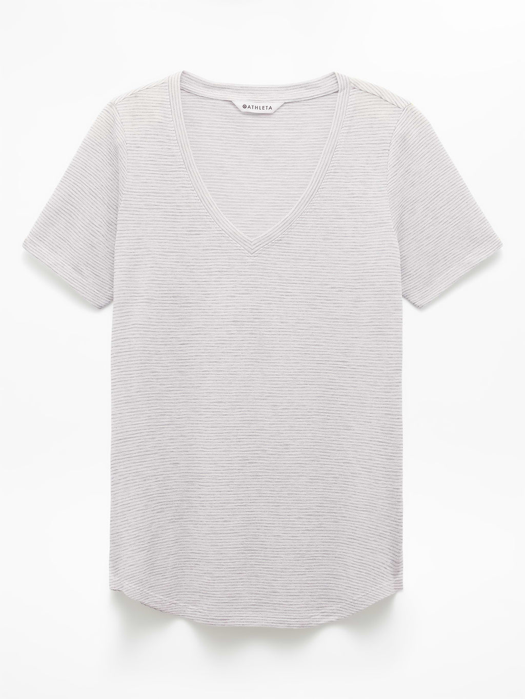 Breezy Scoop V-Neck Tee - Cobblestone Grey Stripe