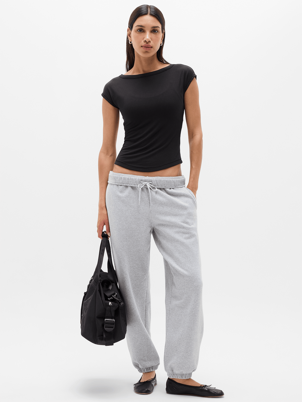 Perfect Rib Boatneck Tee - Black