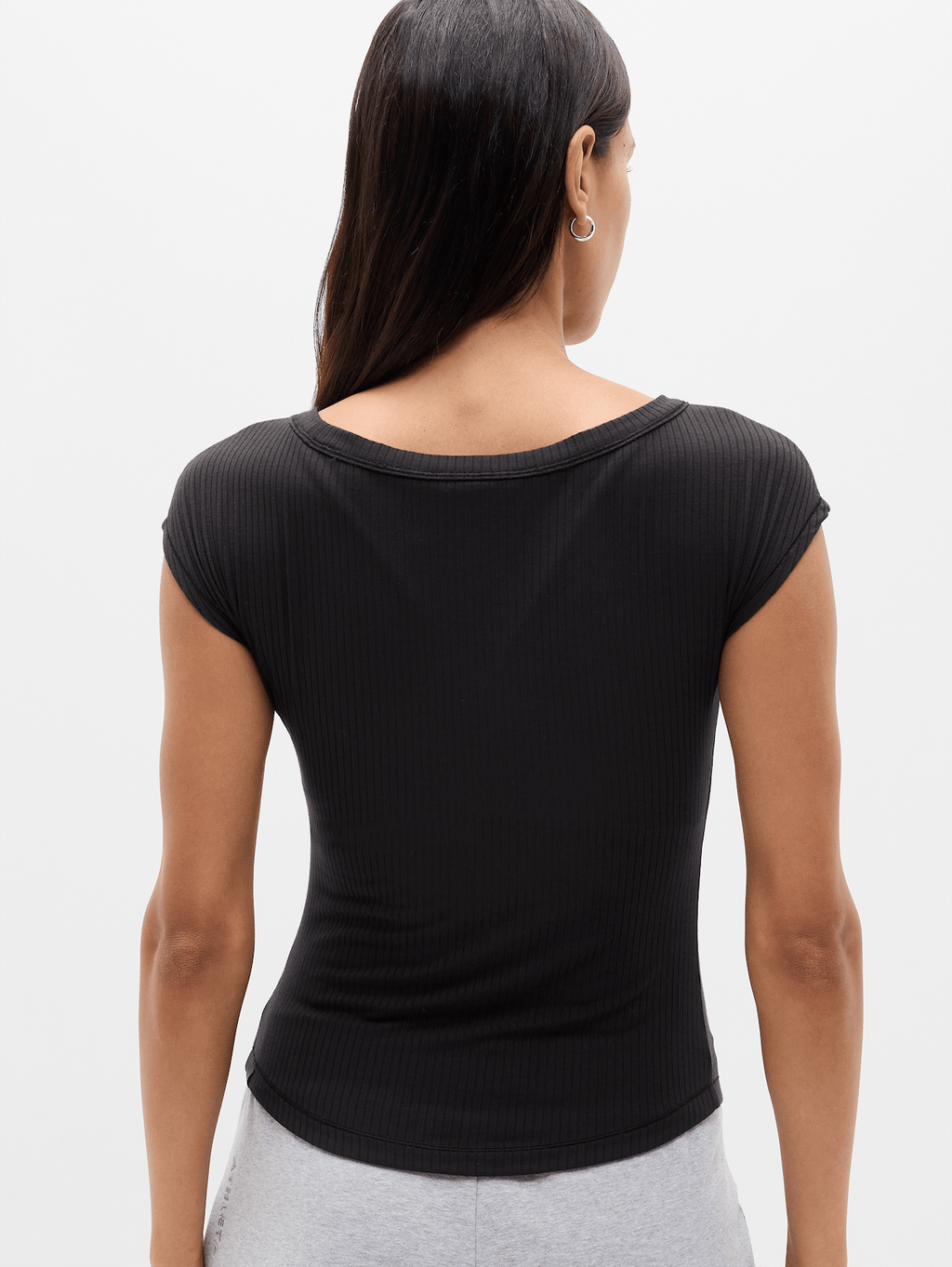 Perfect Rib Boatneck Tee - Black