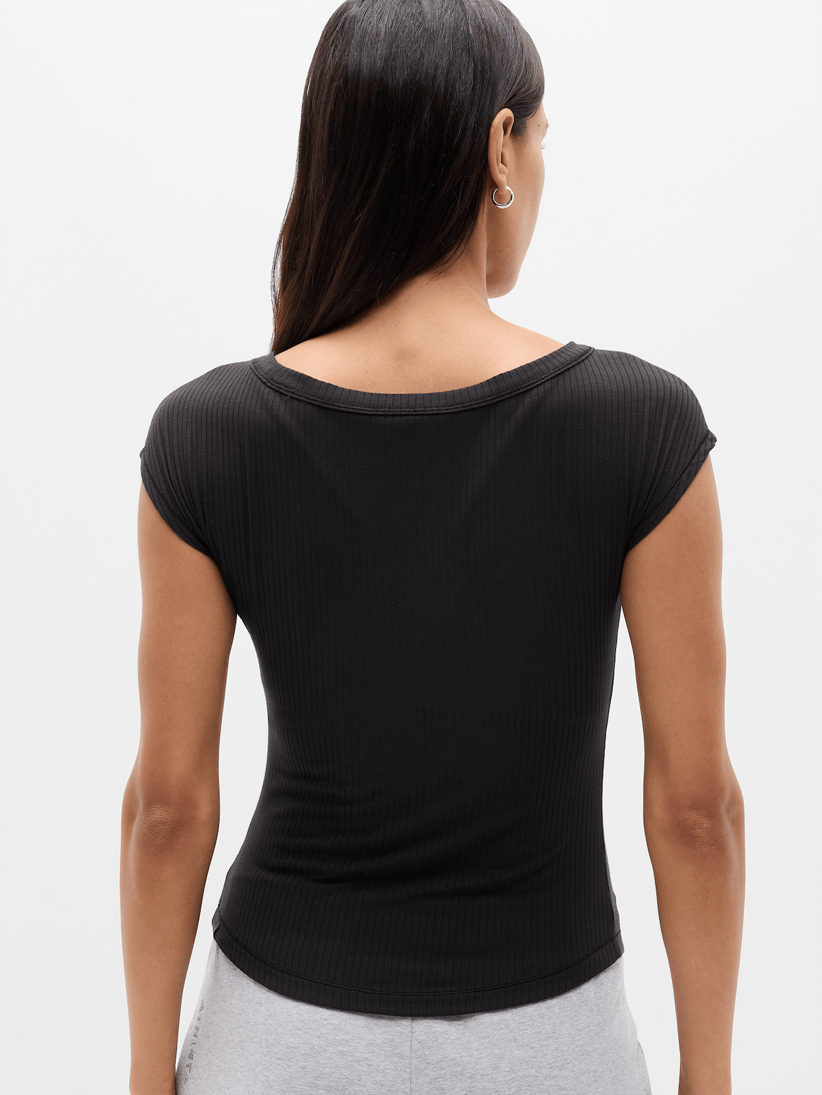 Perfect Rib Boatneck Tee - Black