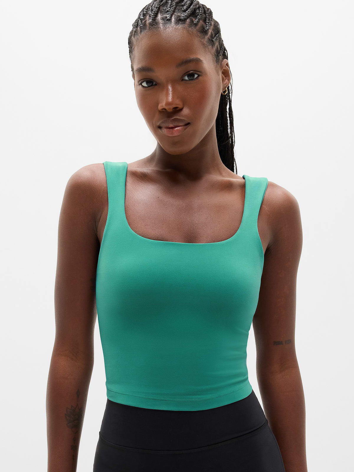 Transcend Square Neck Crop Sports Bra D-DD - Alpine