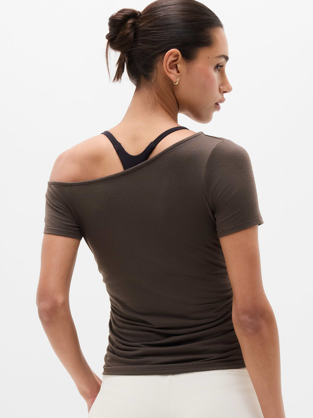 Move With Ease One Shoulder Tee - Truffle