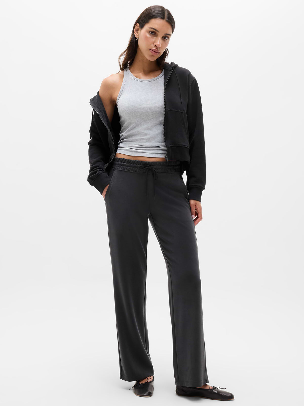 Seasoft Mid Rise Straight Pant - Black