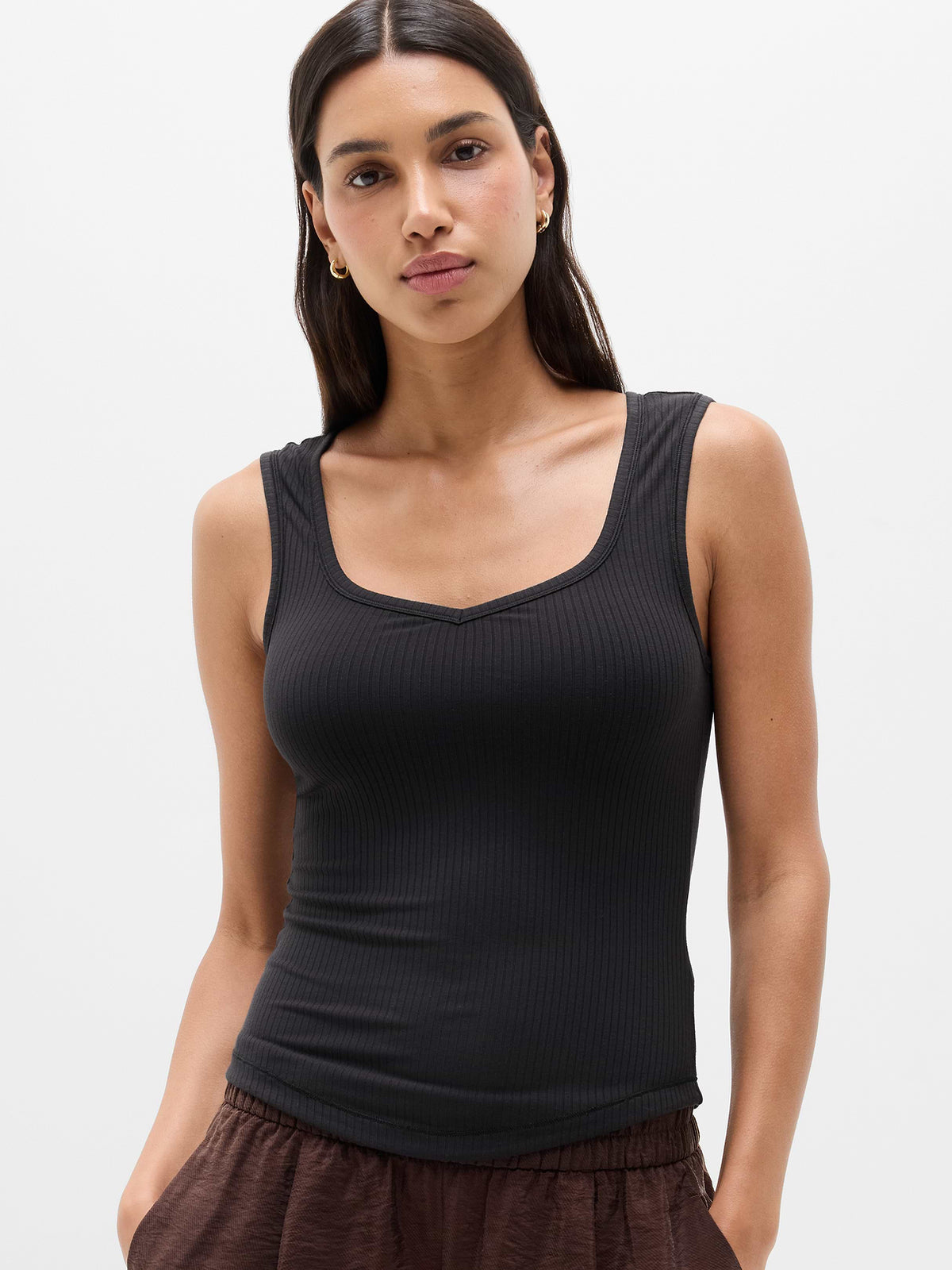 Perfect Rib Sweetheart Tank - Black
