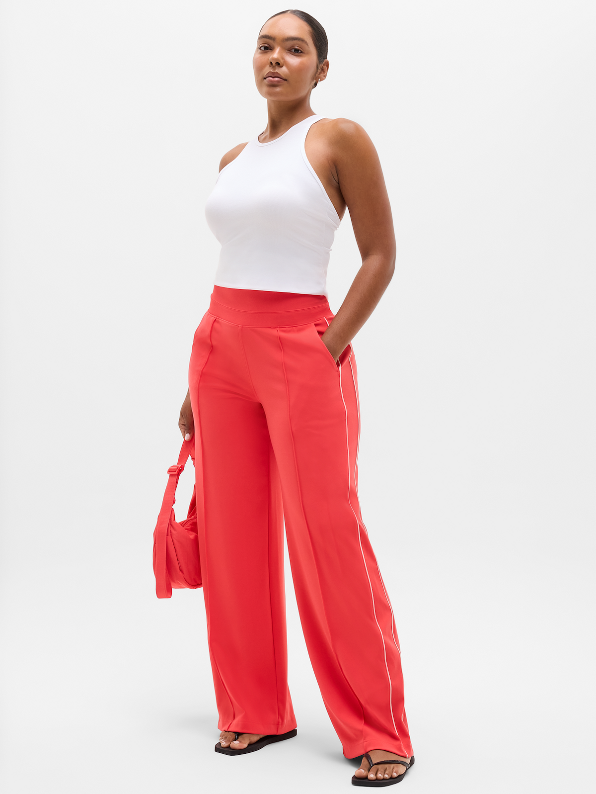 Venice High Rise Track Stripe Wide Leg Pant - Siren/Pearl