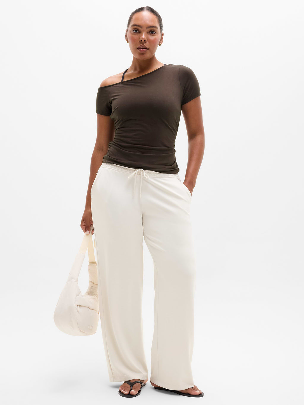 Move With Ease One Shoulder Tee - Truffle