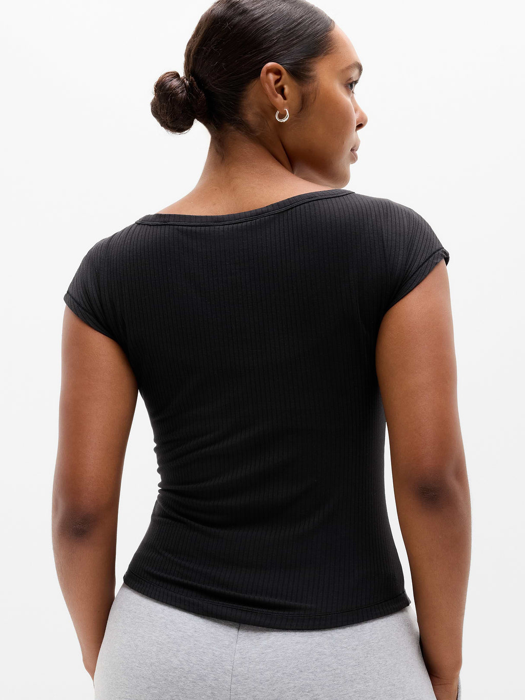 Perfect Rib Boatneck Tee - Black