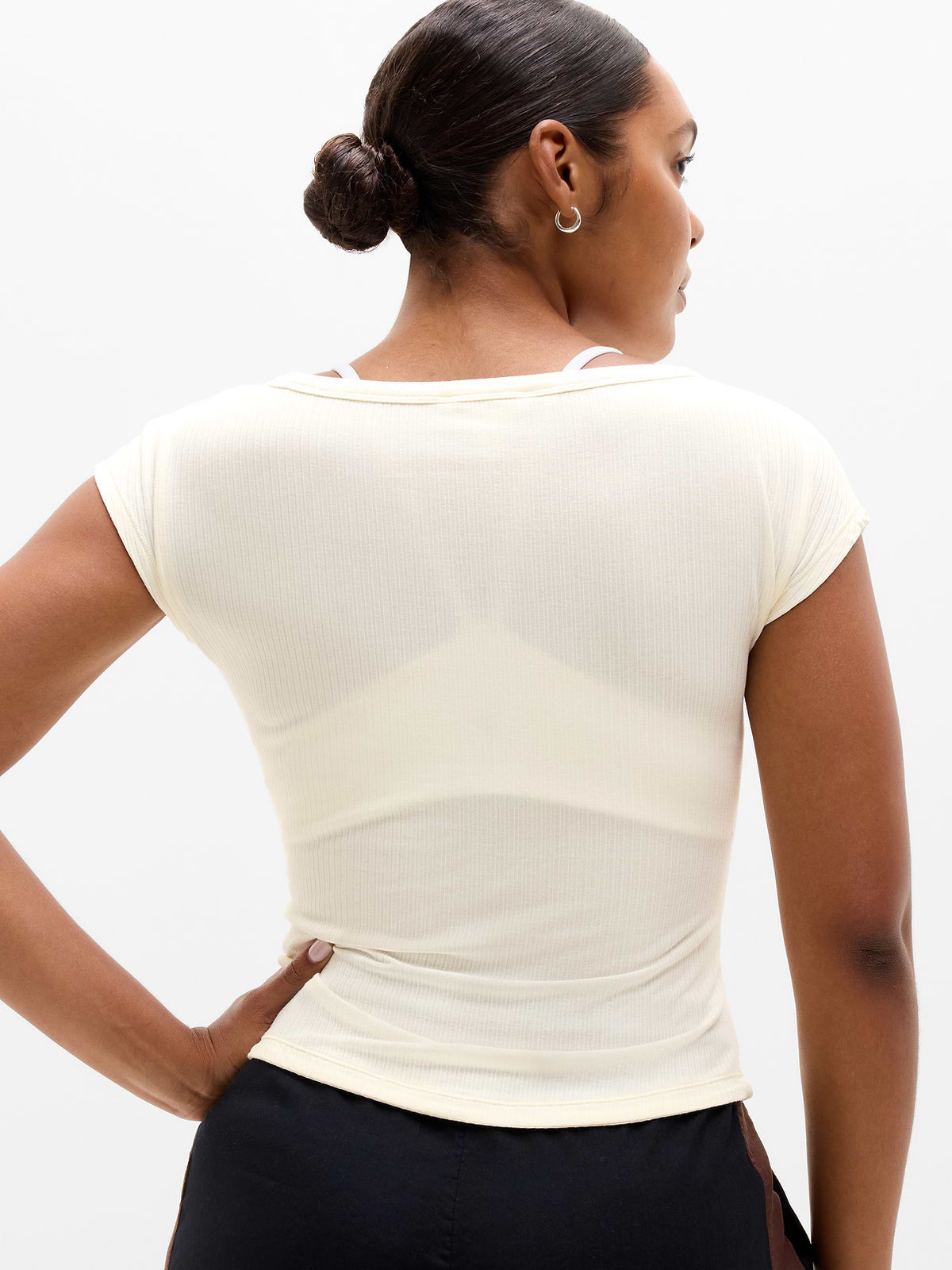 Perfect Rib Boatneck Tee - Pearl