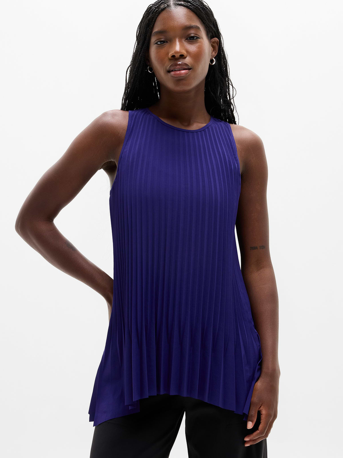 Featherweight Plissé Tank - Mystic