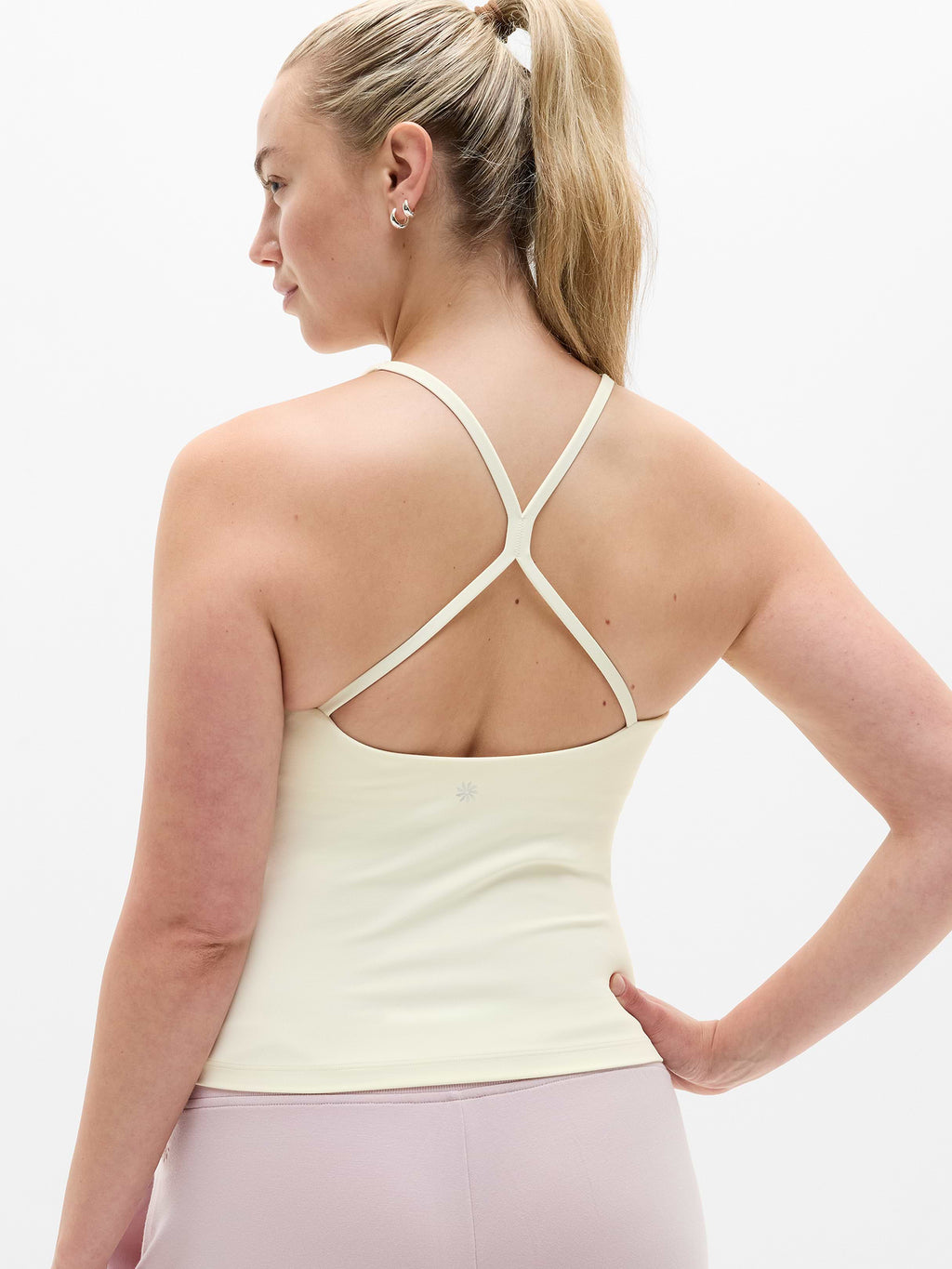 Transcend Crossback Built-In Bra Tank - Pearl