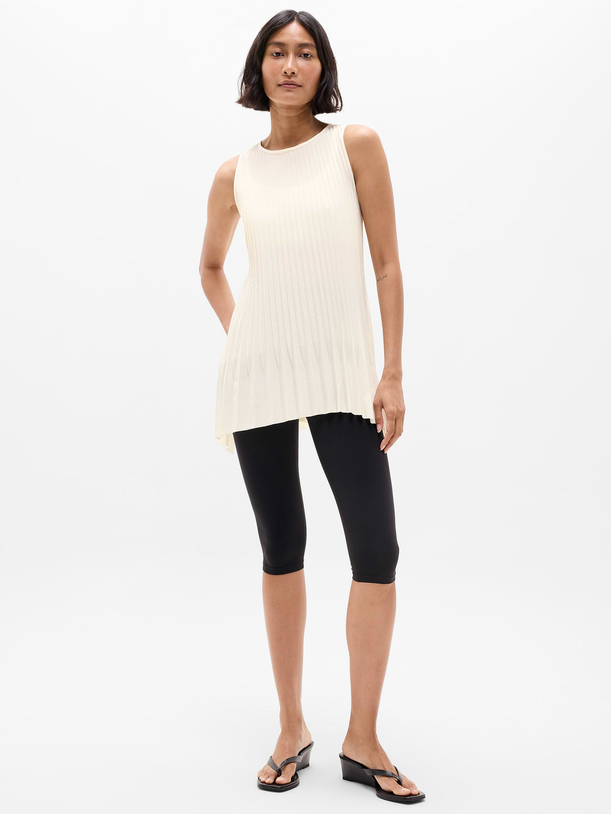 Featherweight Plissé Tank - Pearl