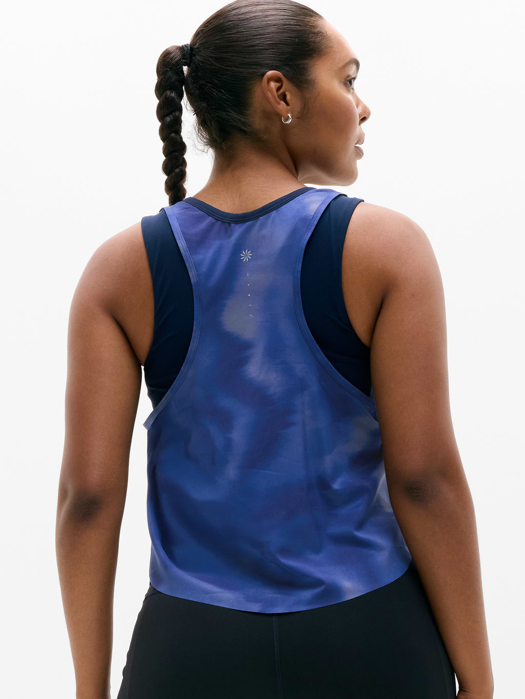 Endurance Built-In Bra Tank - Motion Abstract Navy