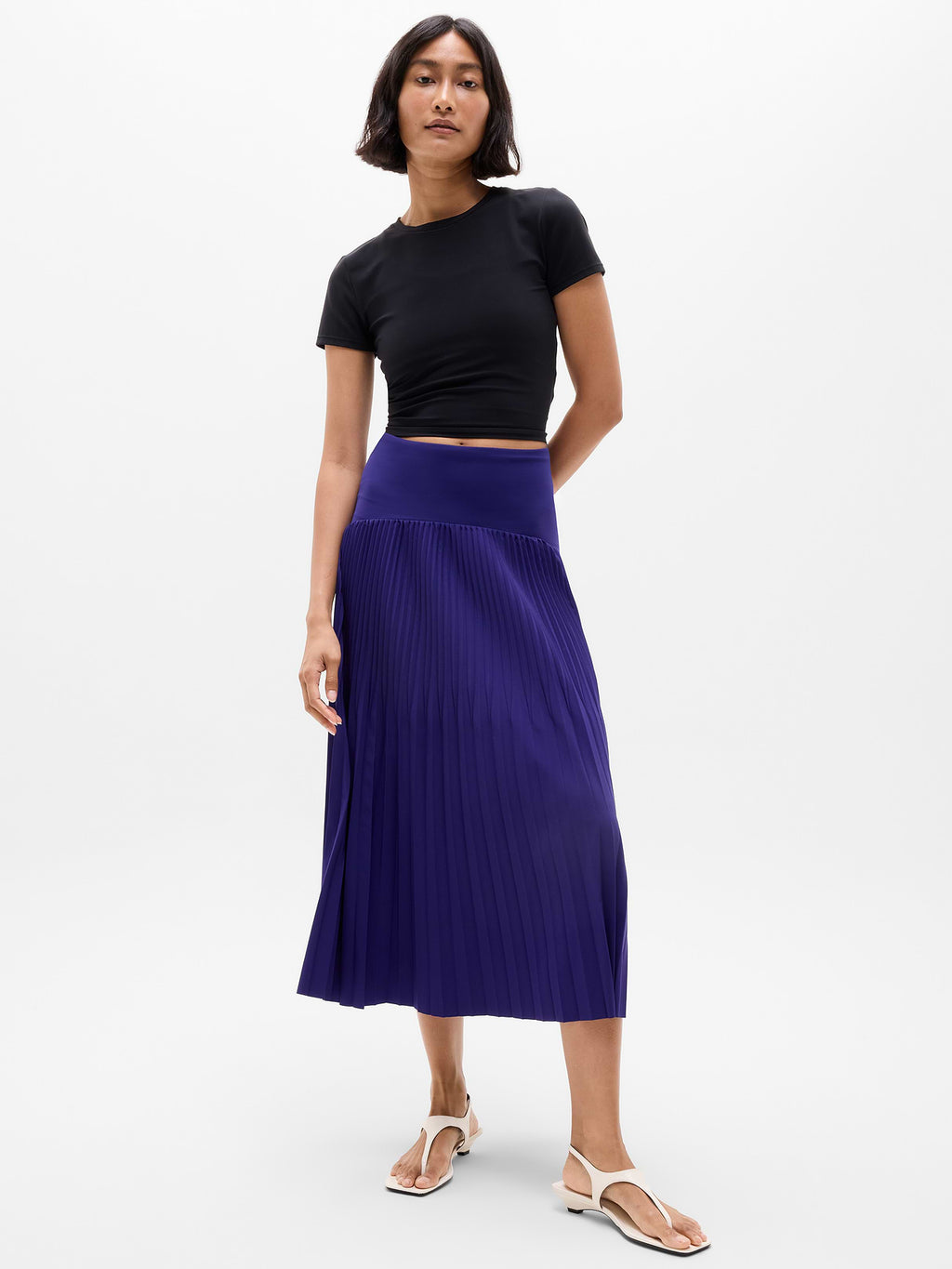 Featherweight Plissé Midi Skirt - Mystic