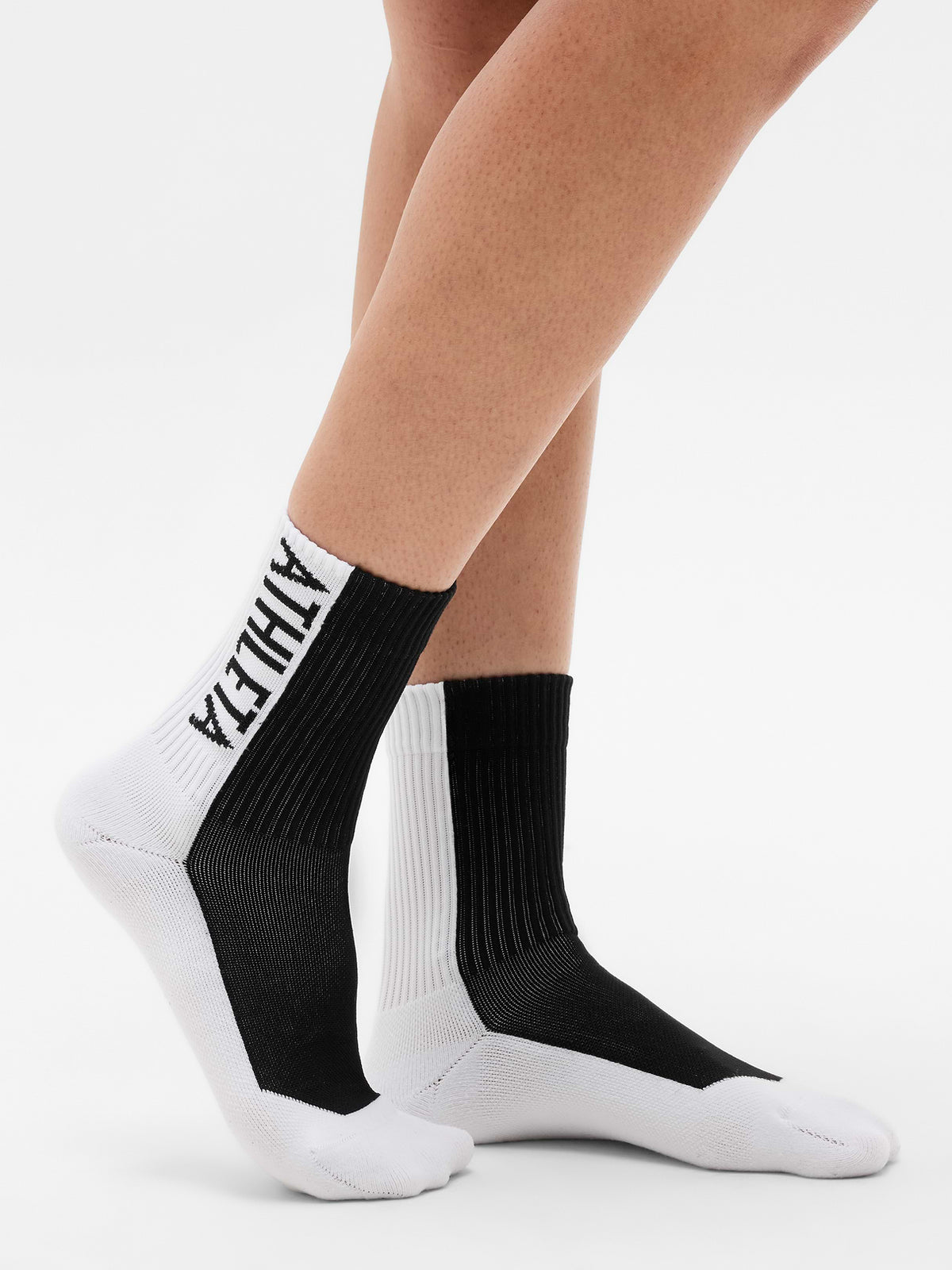 Athleta High Performance Crew Sock - Bright White/Black