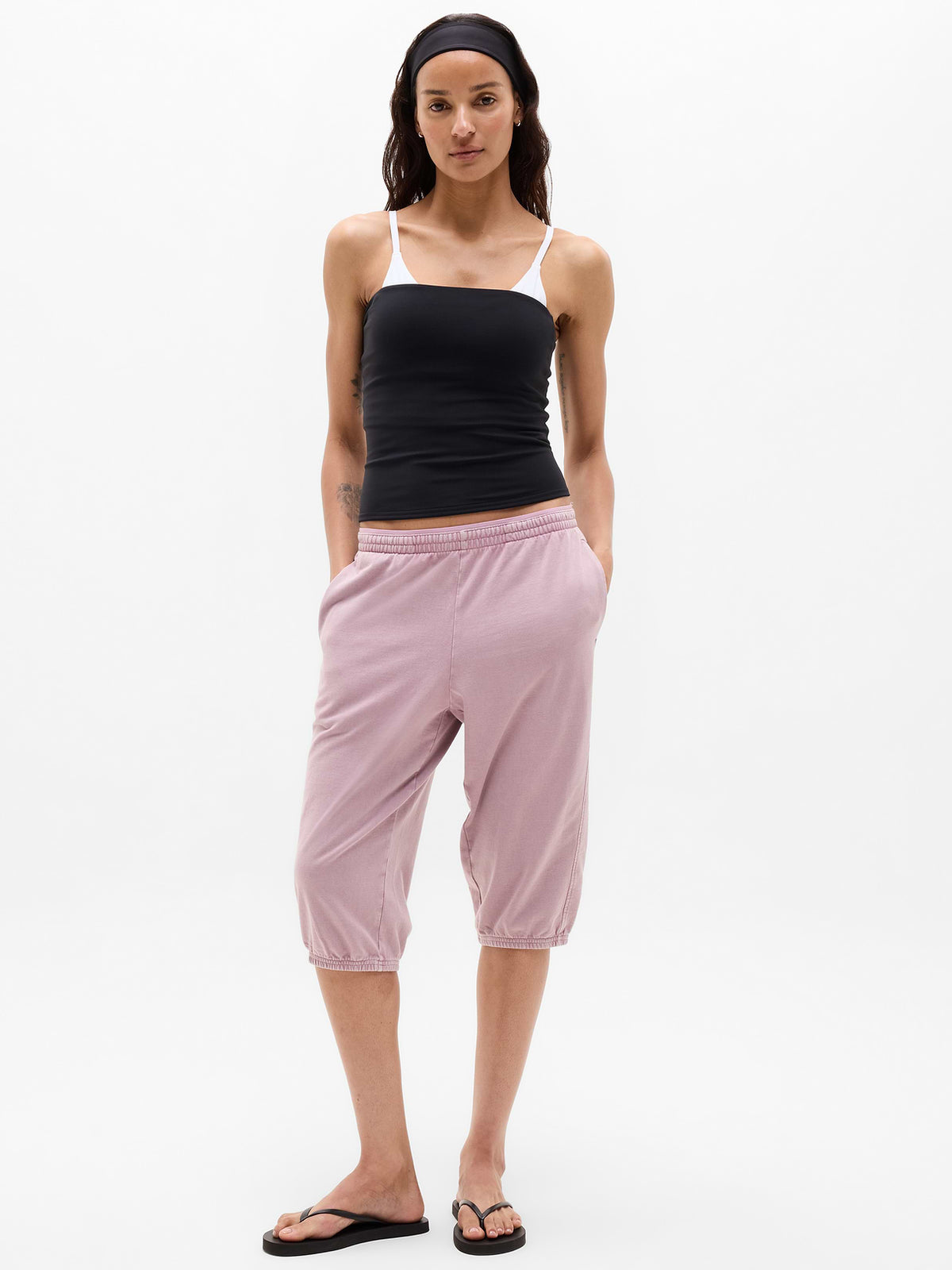 Airy Cotton Terry Snow Wash Capri - Blush