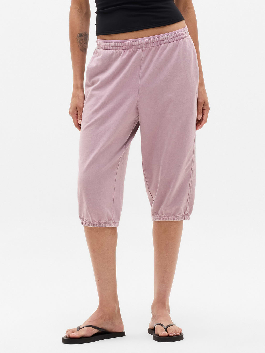Airy Cotton Terry Snow Wash Capri - Blush