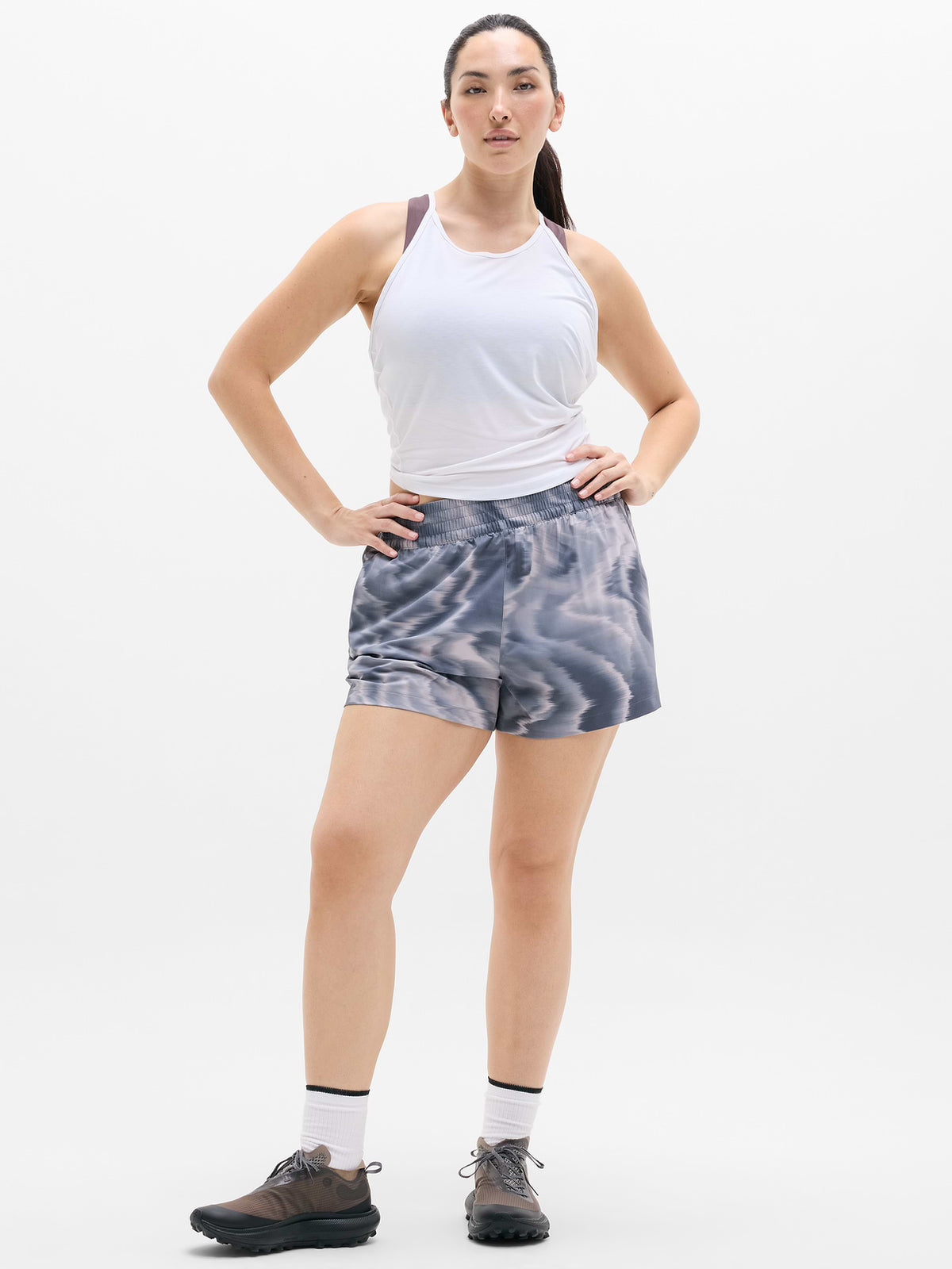 Weekender High Rise 3" Run Short - Motion Abstract Grey