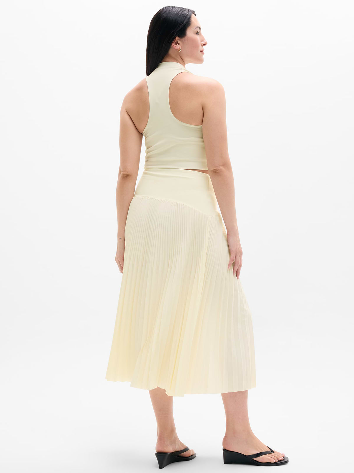 Featherweight Plissé Midi Skirt - Pearl