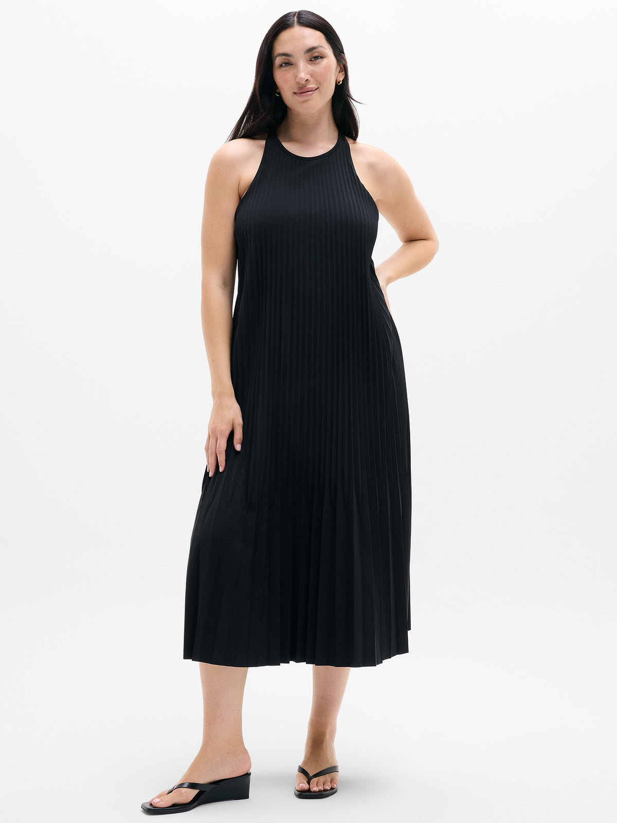 Featherweight Plissé Dress - Black
