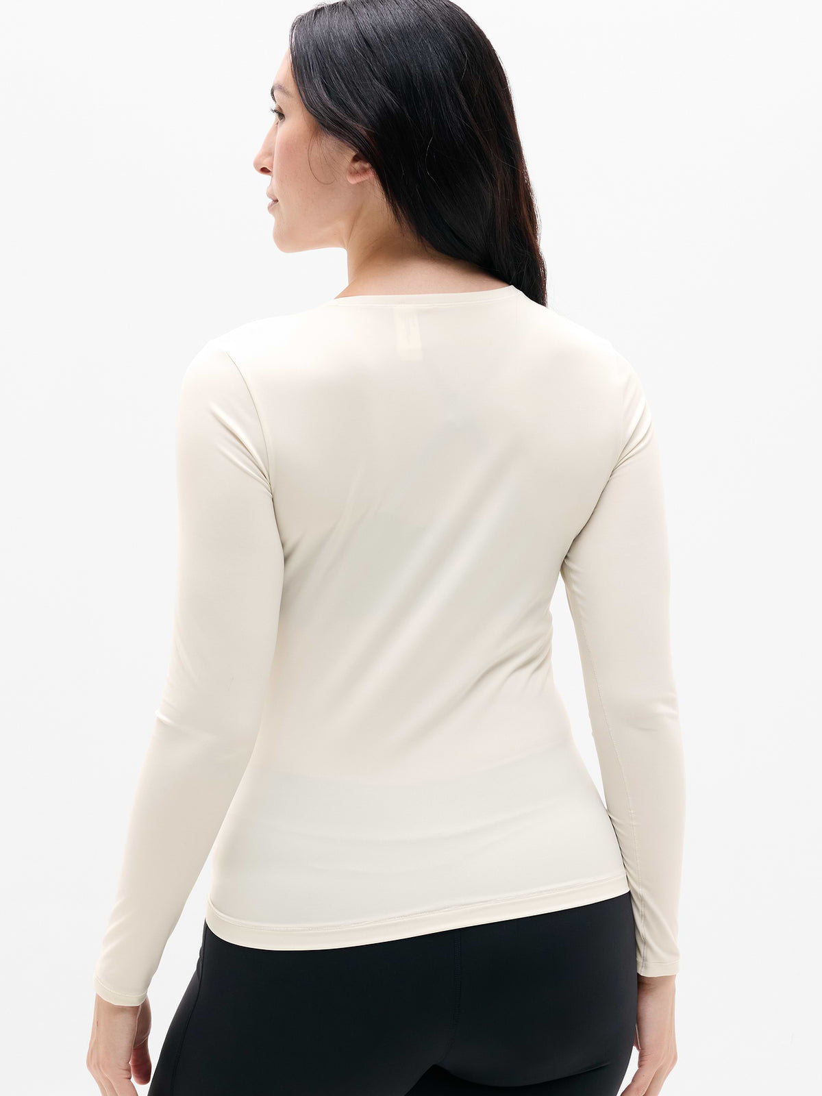 BodyMove Crew Neck Long Sleeve Top - Bone