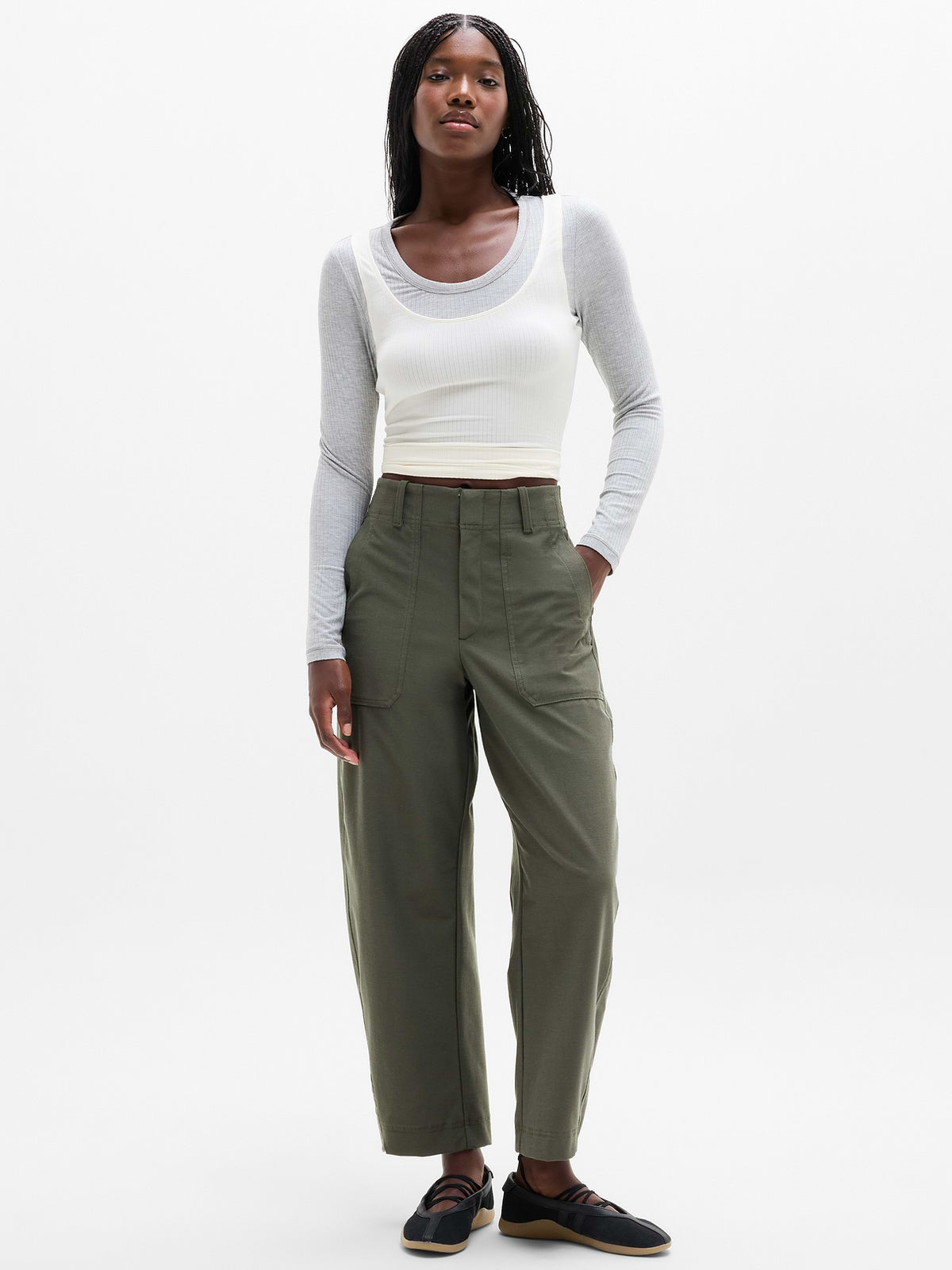 Skyline High Rise Barrel Leg Pant - Jungle