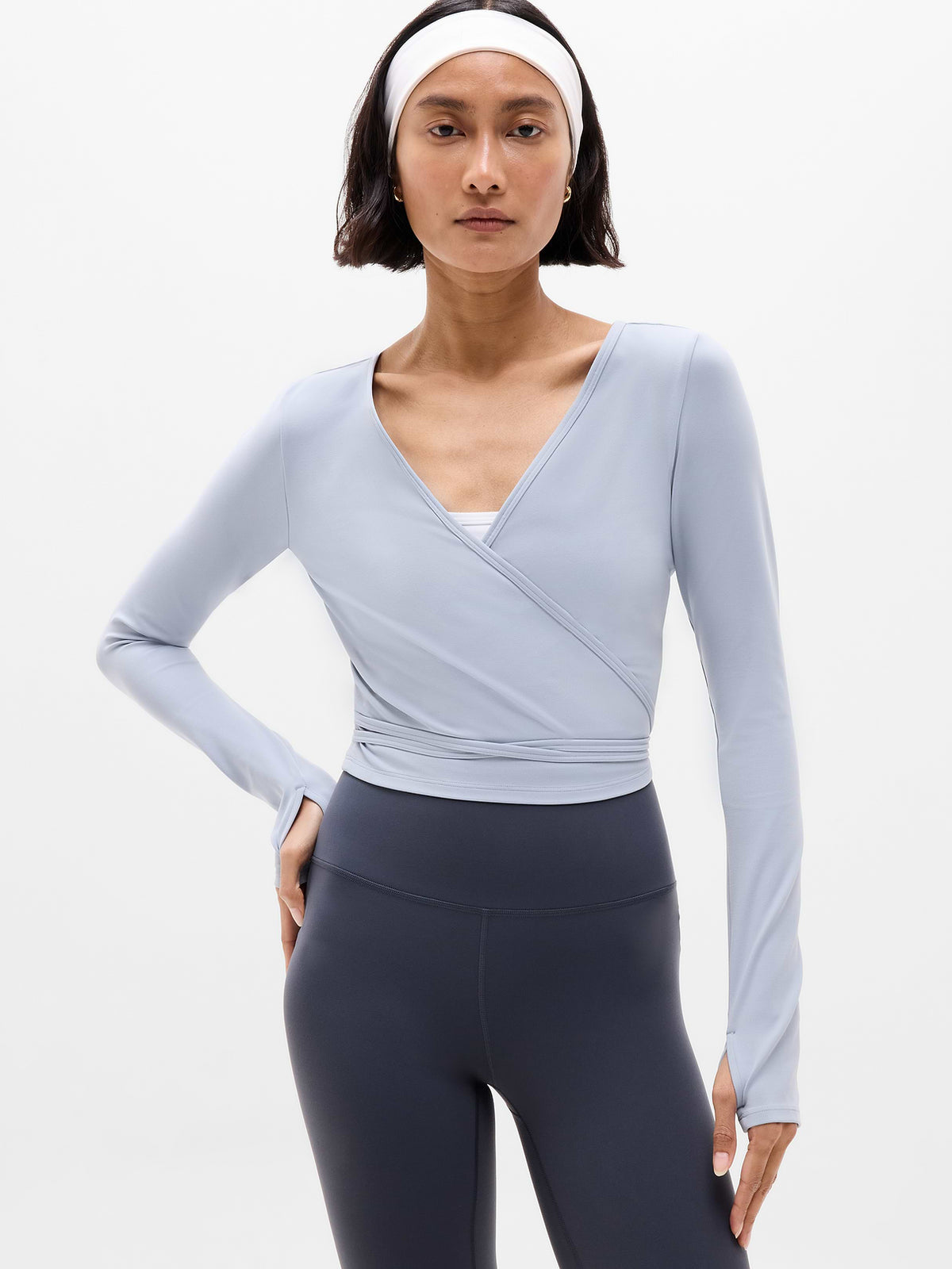 Transcend Wrap Crop Top - Blue Star