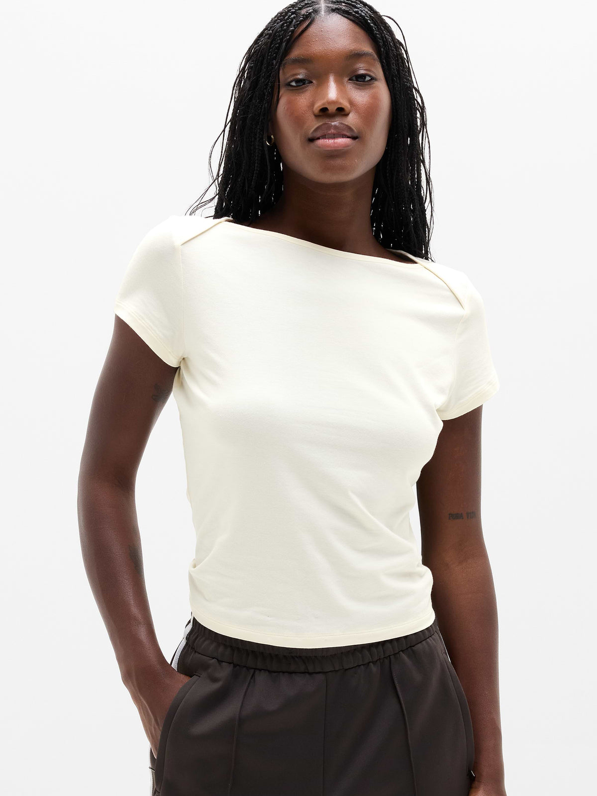 Foundation Cap Sleeve Tee - Pearl