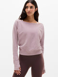 Airy Cotton Terry Snow Wash Boat Neck Sweatshirt - Blush