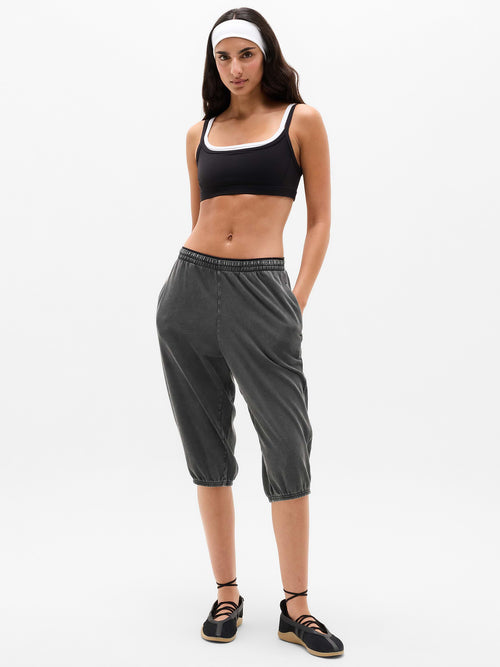Airy Cotton Terry Snow Wash Capri - Ash