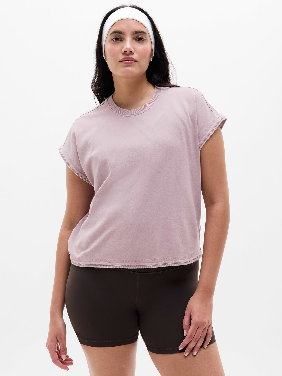 Airy Cotton Terry Sweatshirt Tee - Blush