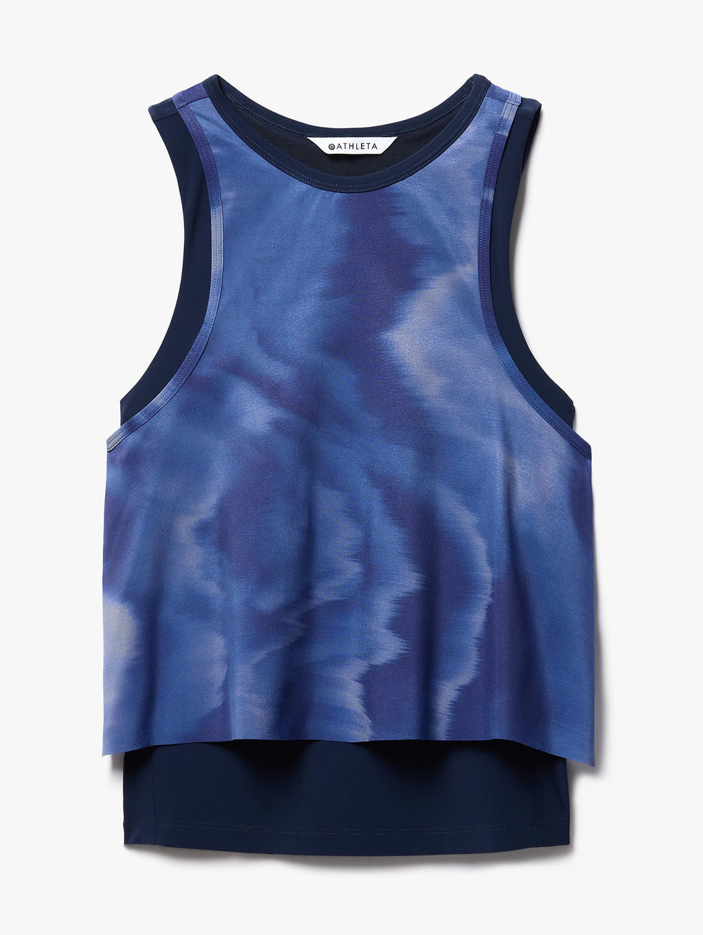Endurance Built-In Bra Tank - Motion Abstract Navy