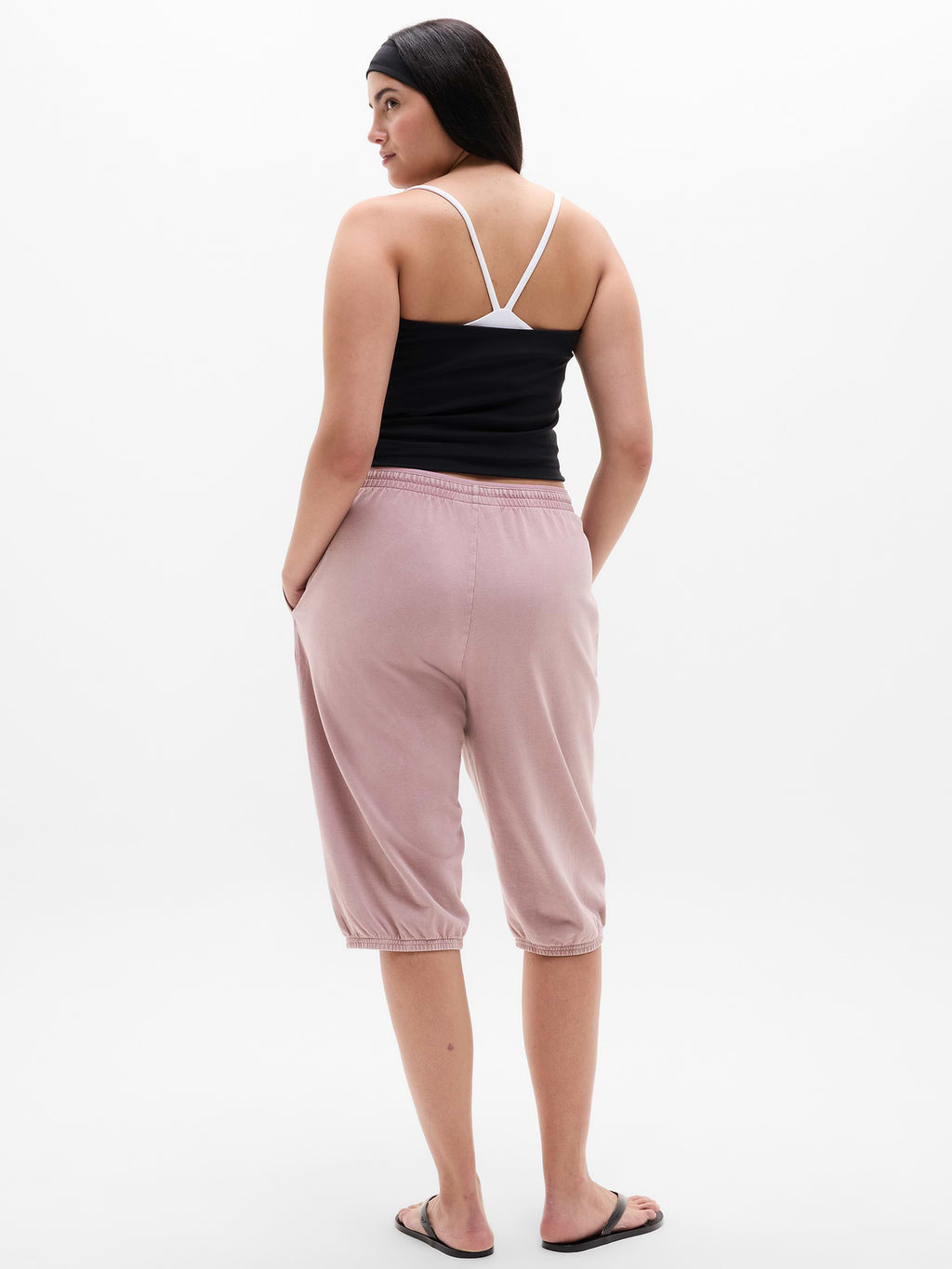 Airy Cotton Terry Snow Wash Capri - Blush