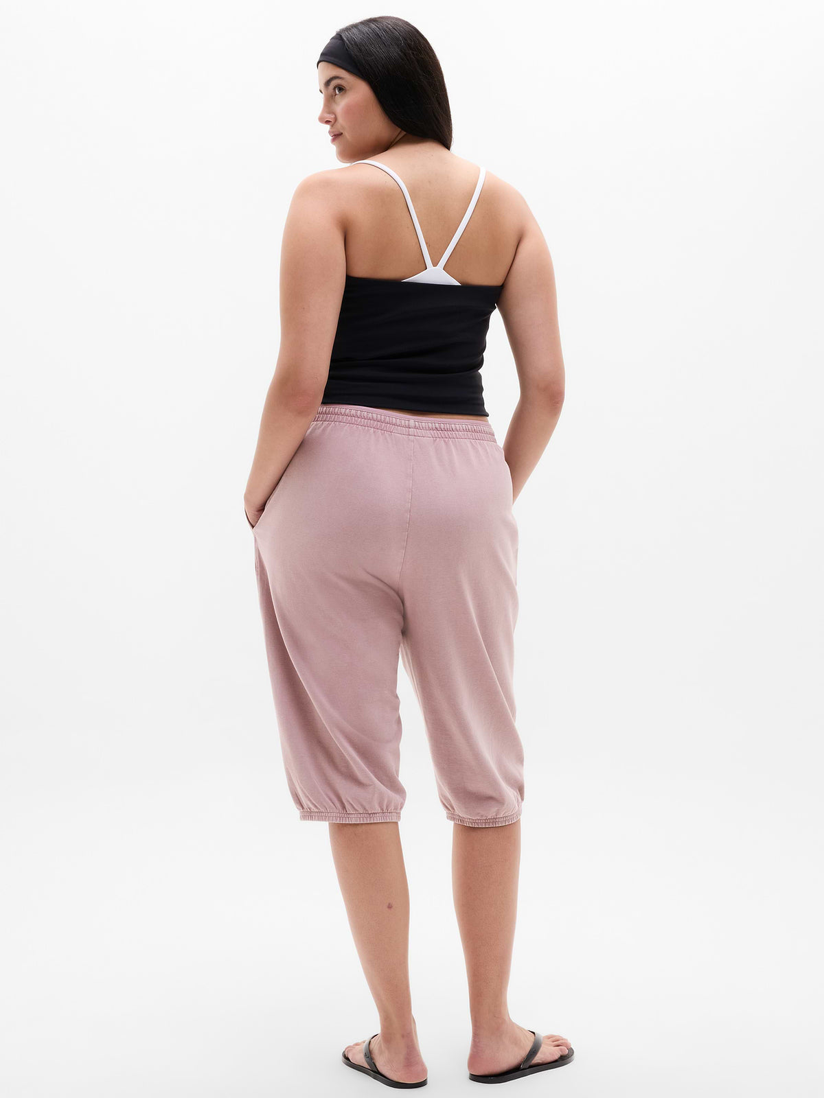 Airy Cotton Terry Snow Wash Capri - Blush