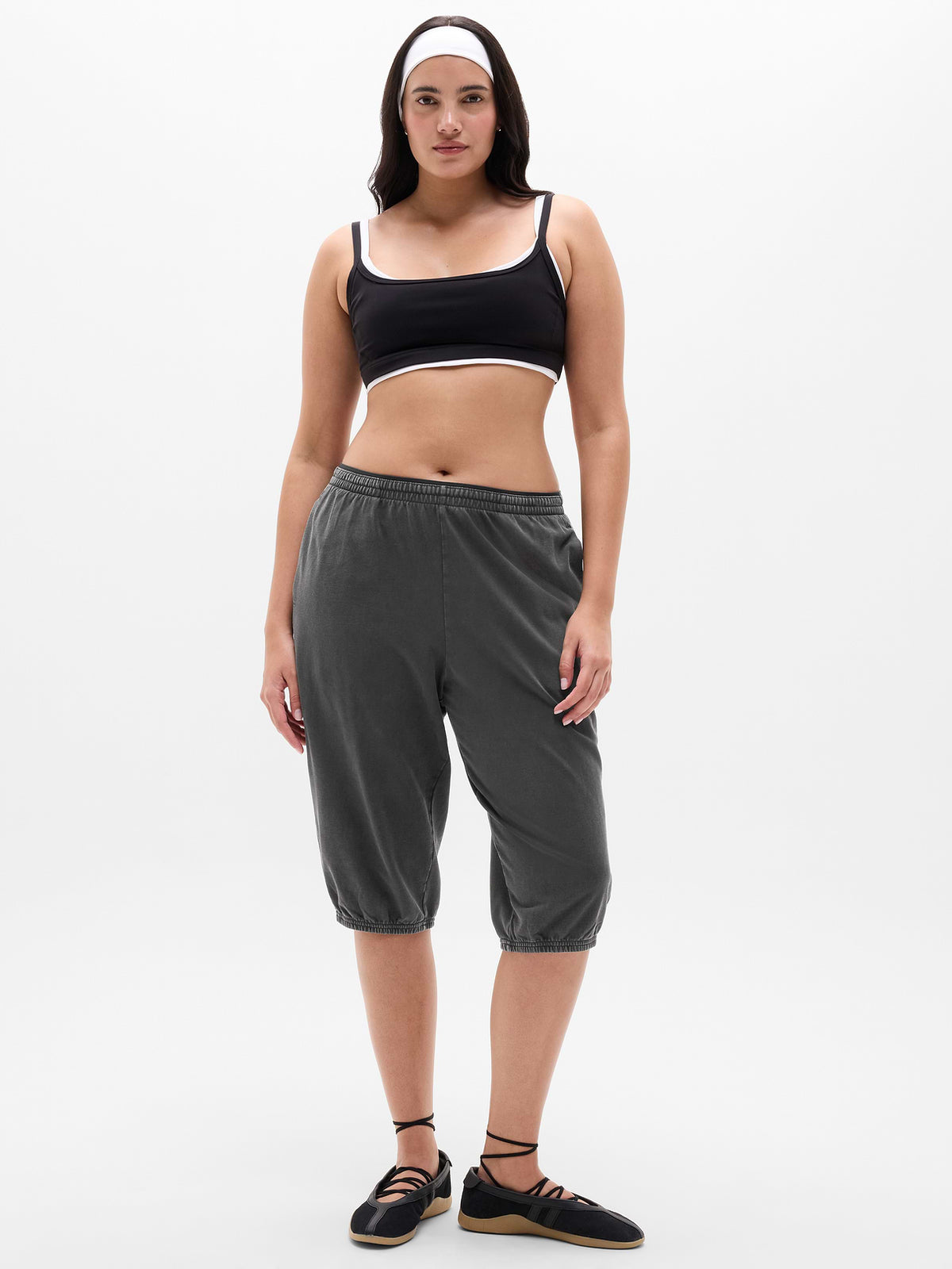 Airy Cotton Terry Snow Wash Capri - Ash