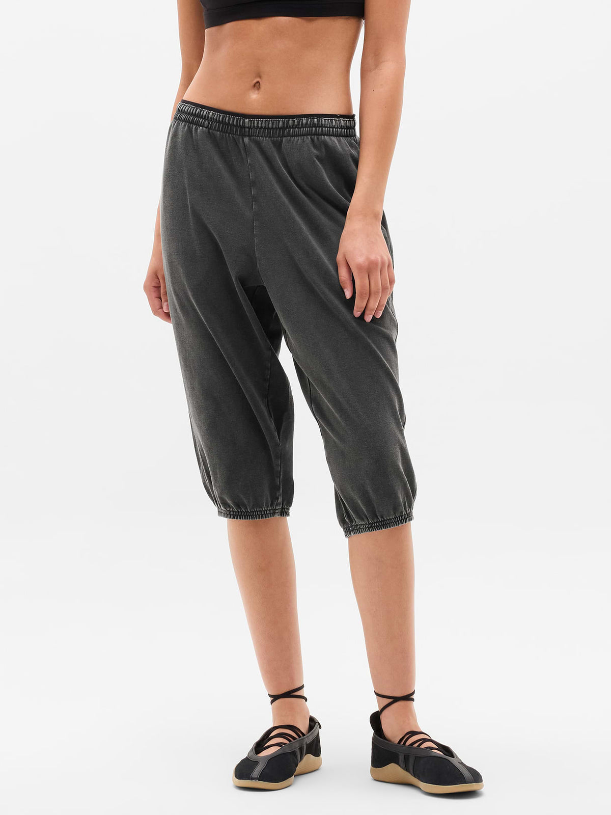 Airy Cotton Terry Snow Wash Capri - Ash