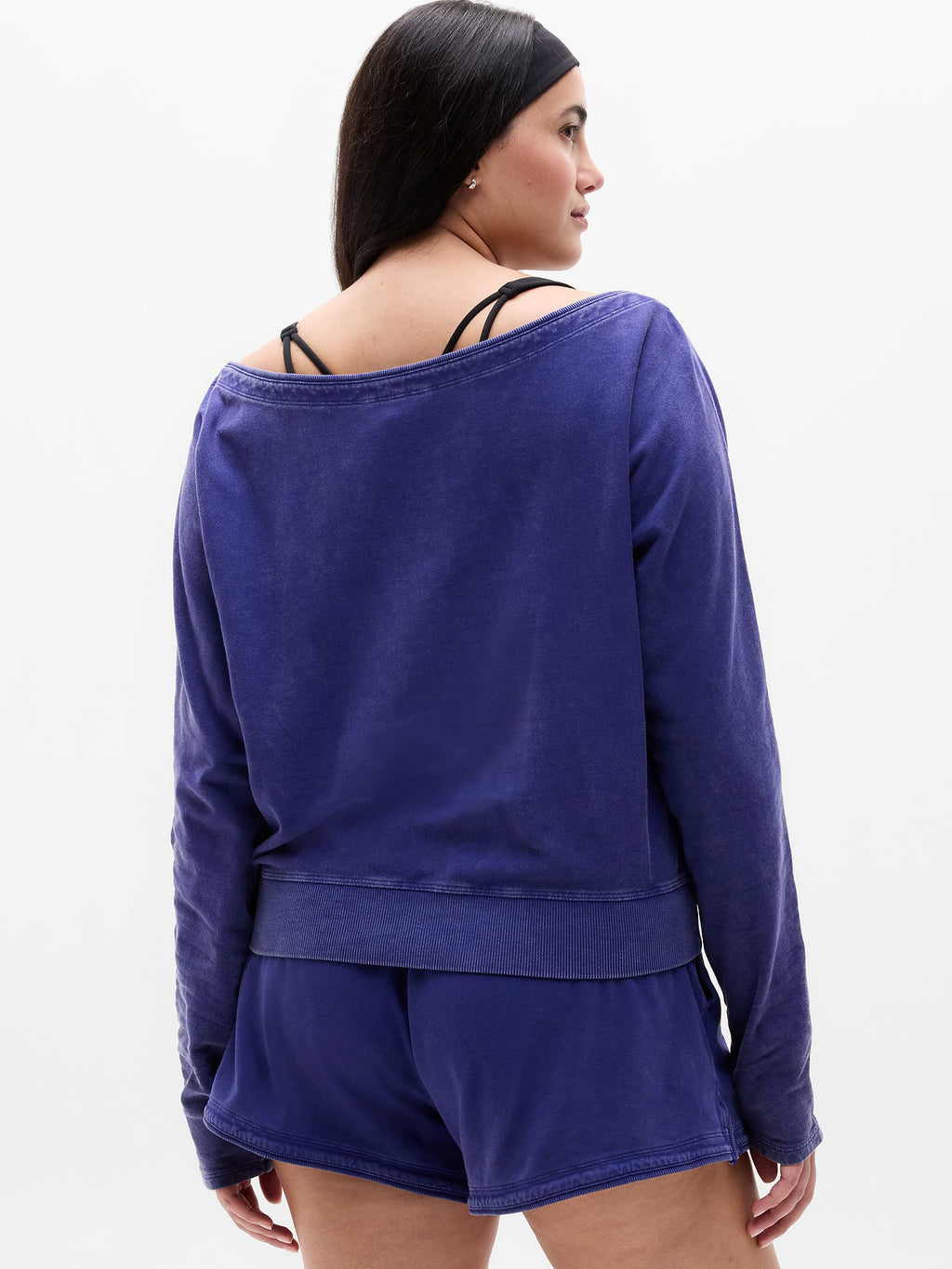Airy Cotton Terry Snow Wash Boat Neck Sweatshirt - Mystic