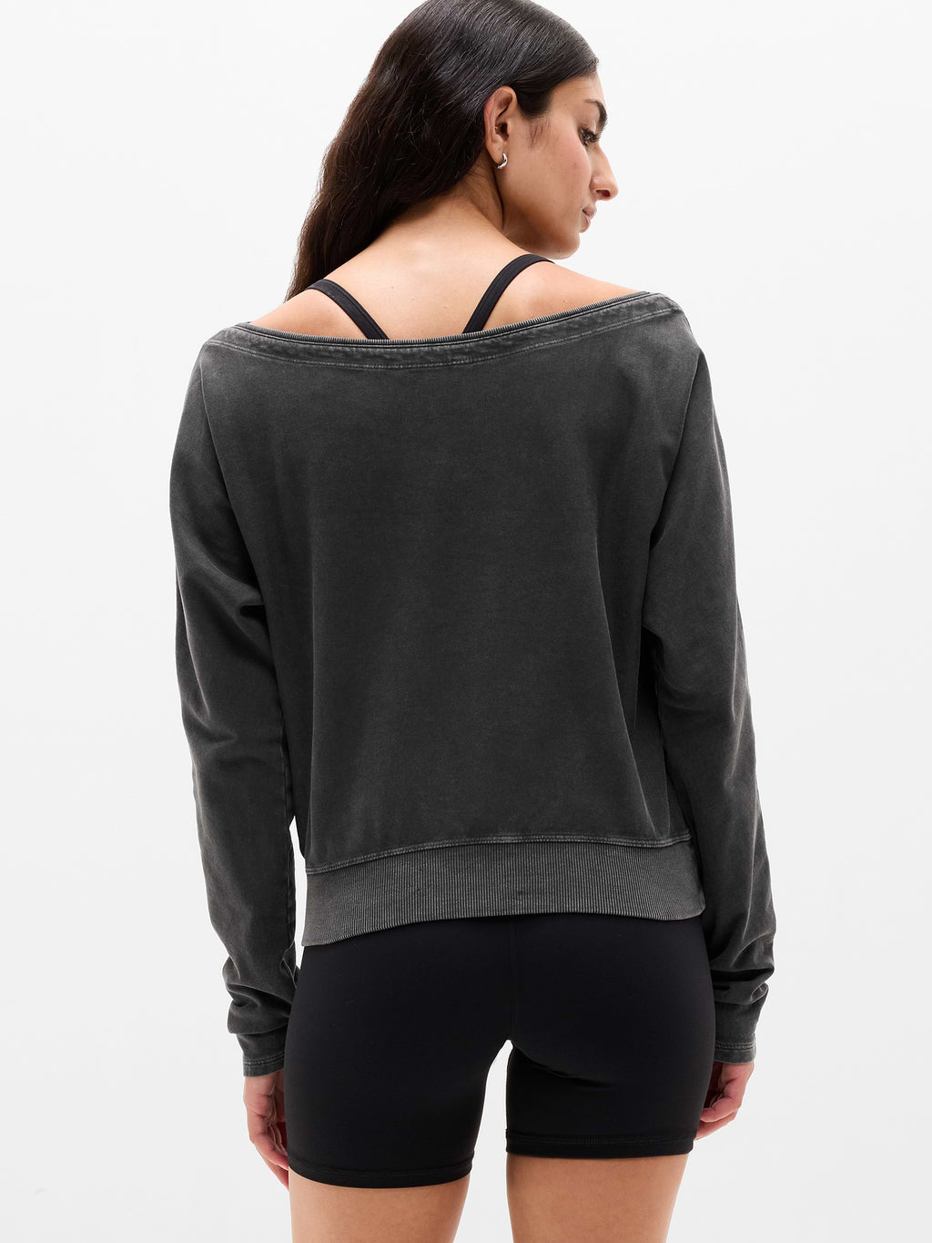 Airy Cotton Terry Snow Wash Boat Neck Sweatshirt - Ash