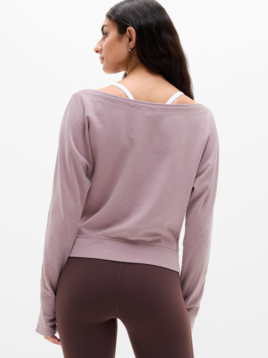 Airy Cotton Terry Snow Wash Boat Neck Sweatshirt - Blush