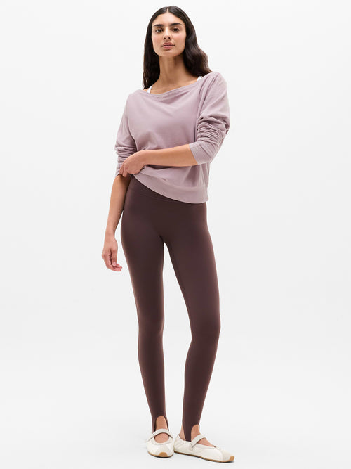 Airy Cotton Terry Snow Wash Boat Neck Sweatshirt - Blush