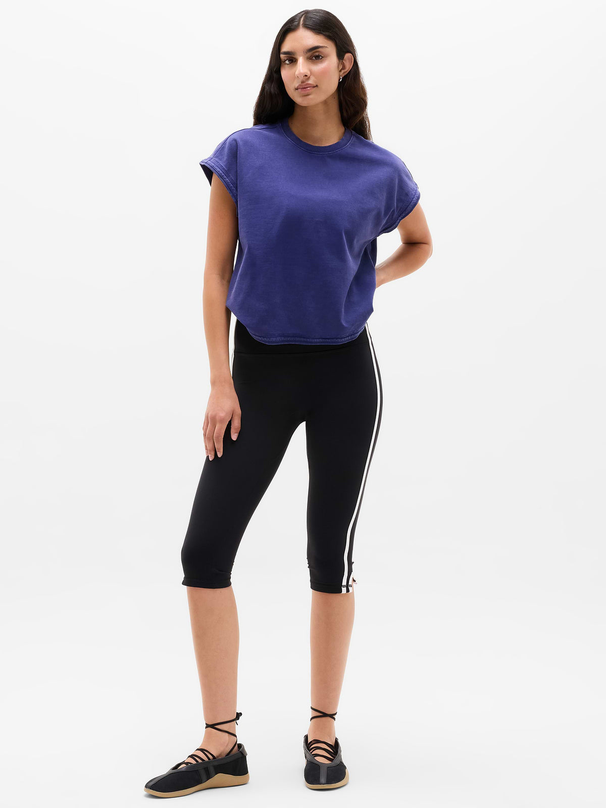 Airy Cotton Terry Sweatshirt Tee - Mystic